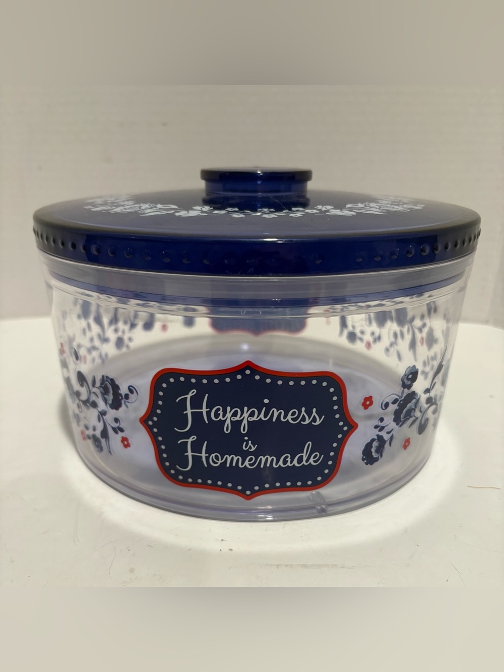 The Pioneer Woman Navy and Clear 'Happiness is Homemade' Storage Canister